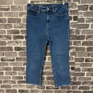 J. Crew full length classic straight jeans frayed hem